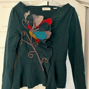 Sleeping on Snow Anthropologie Embellished Boiled Wool Cardigan Size Small/Petit